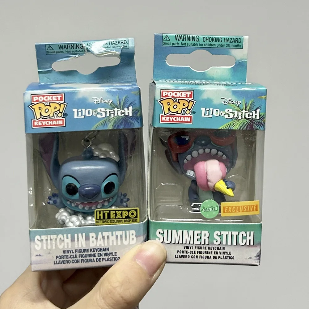 Llaveros Funko de Disney Lilo & Stitch, Stitch en la Bañera, Stitch de Verano, Llaveros de Vinilo, Figuras de Acción, Juguetes Coleccionables, Muñecas