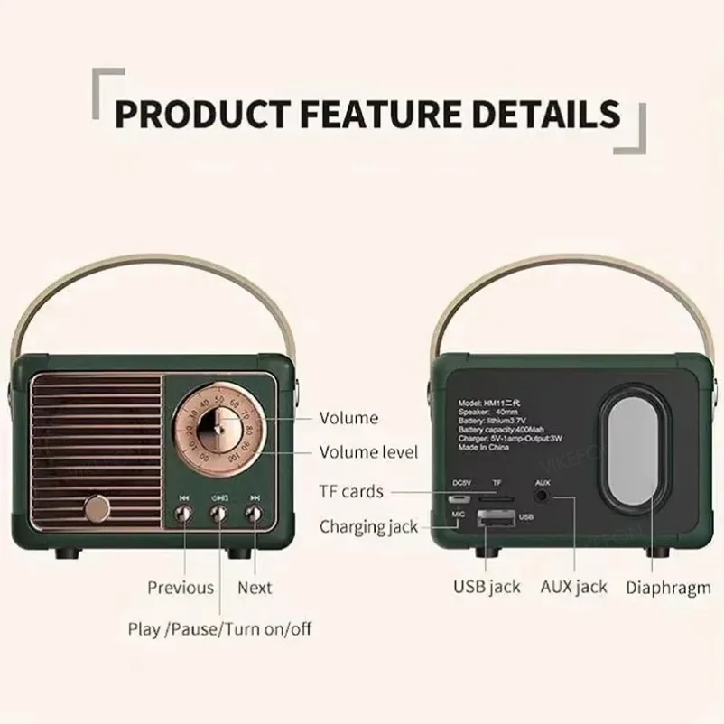 VIKEFON Portable Bluetooth Speaker Wireless Bass Subwoofer Waterproof Outdoor for Car Stereo Loudspeaker Music Box for ios/Andro image 5