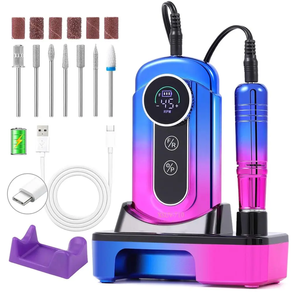 

Professional 45000 RPM Cordless Nail Drill with Rechargeable Stand, Portable for Acrylic and Gel Polish Removal, Ideal for Home