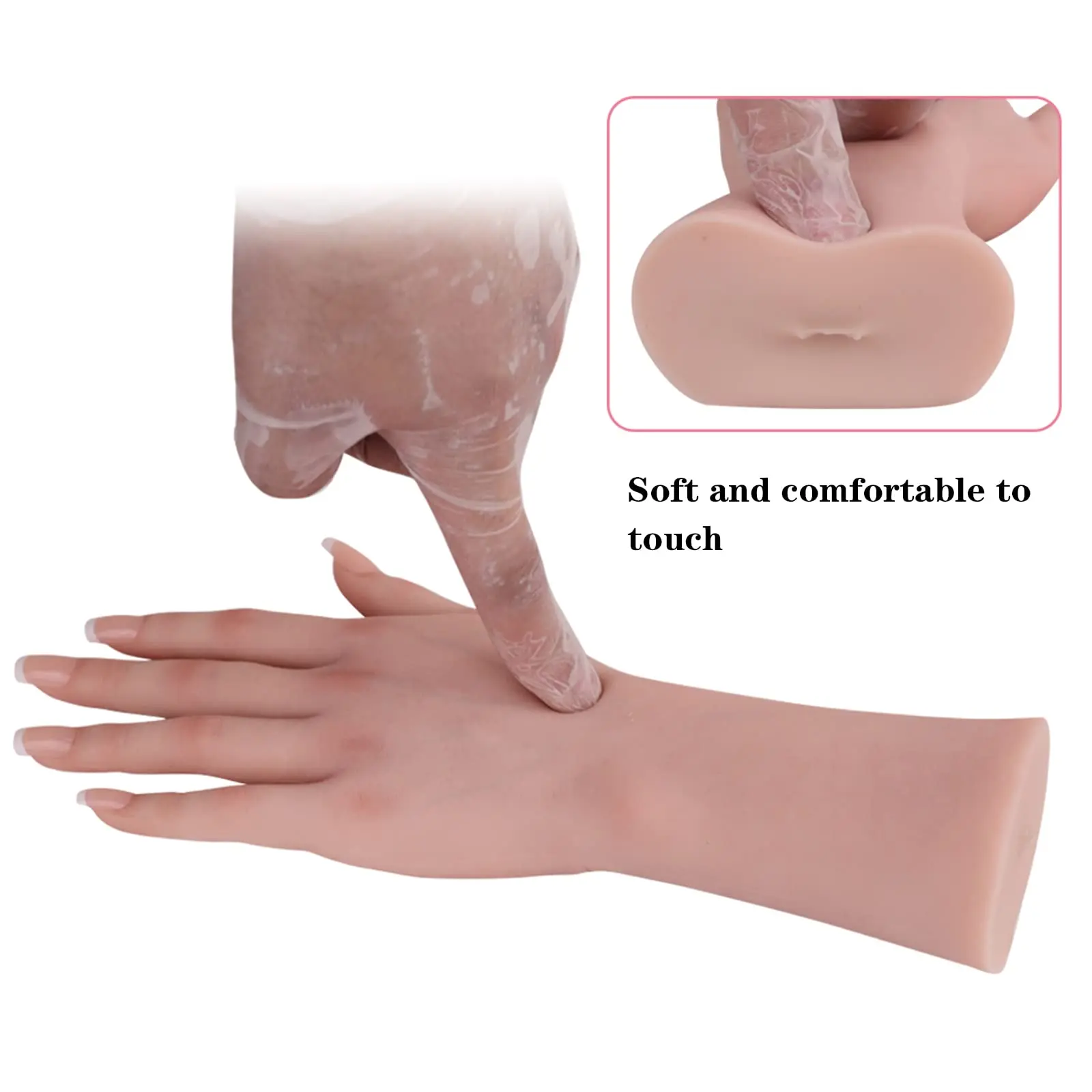 Realistic Lifelike Silicone Life Size Female Model Hand Silicone for Halloween Costume Prosthetics Acrylic Nails Showing Nail