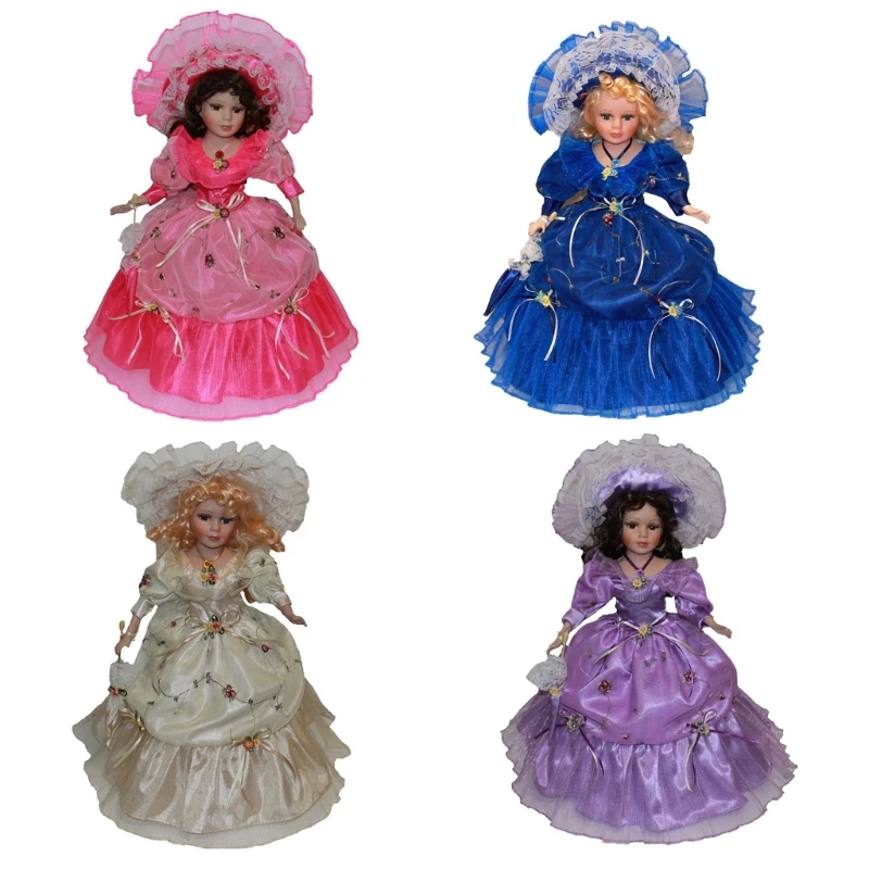 

B2EB Handmade European Porcelain with Elegant Gowns for Adult Kids Home Table Collectable House Decors