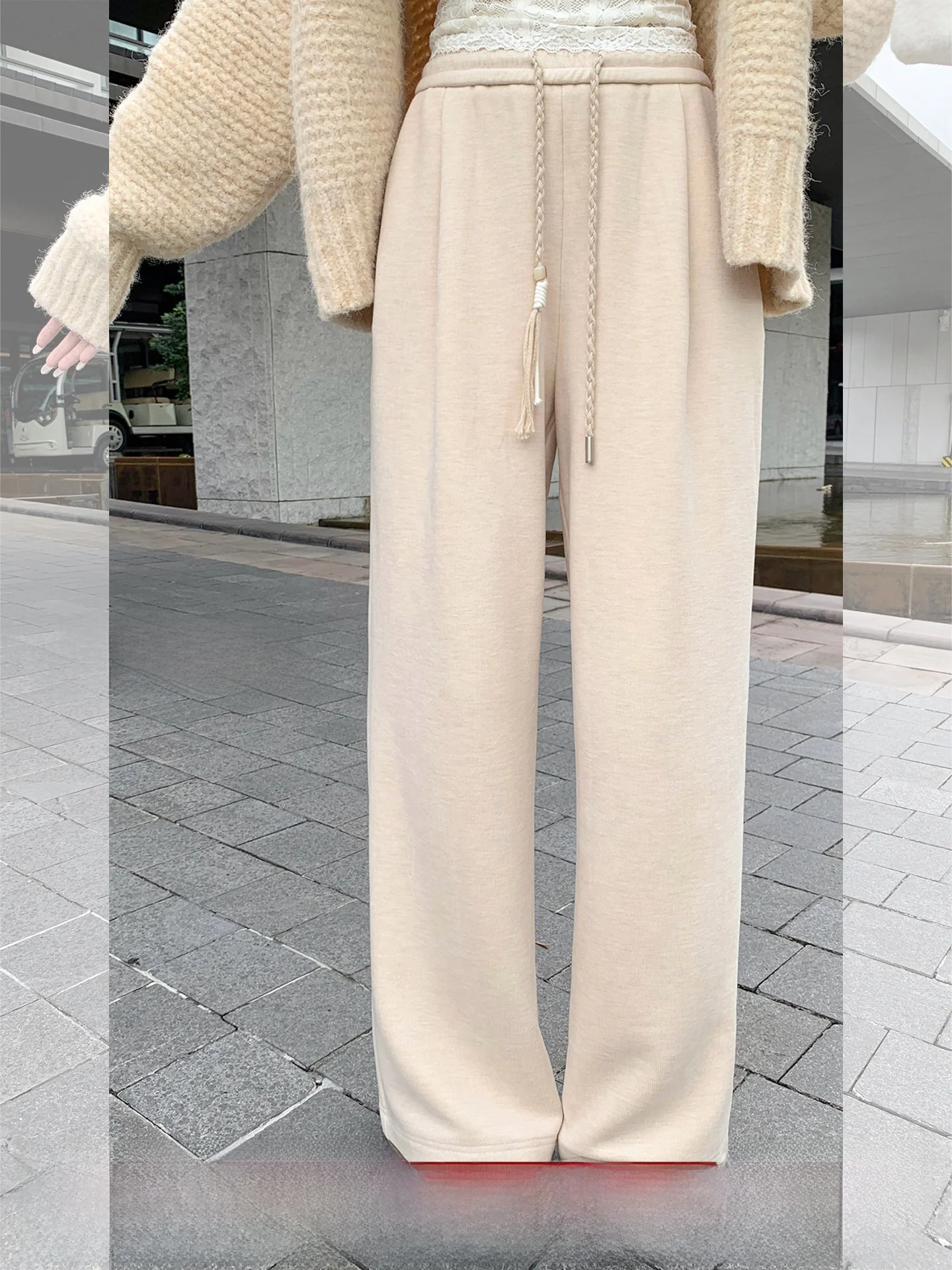 

Женские повседневные брюки Wu Huan с высокой талией, широкими штанинами и прямым кроем, осенне-зимние, свободные, в пол, в стиле Aosphere