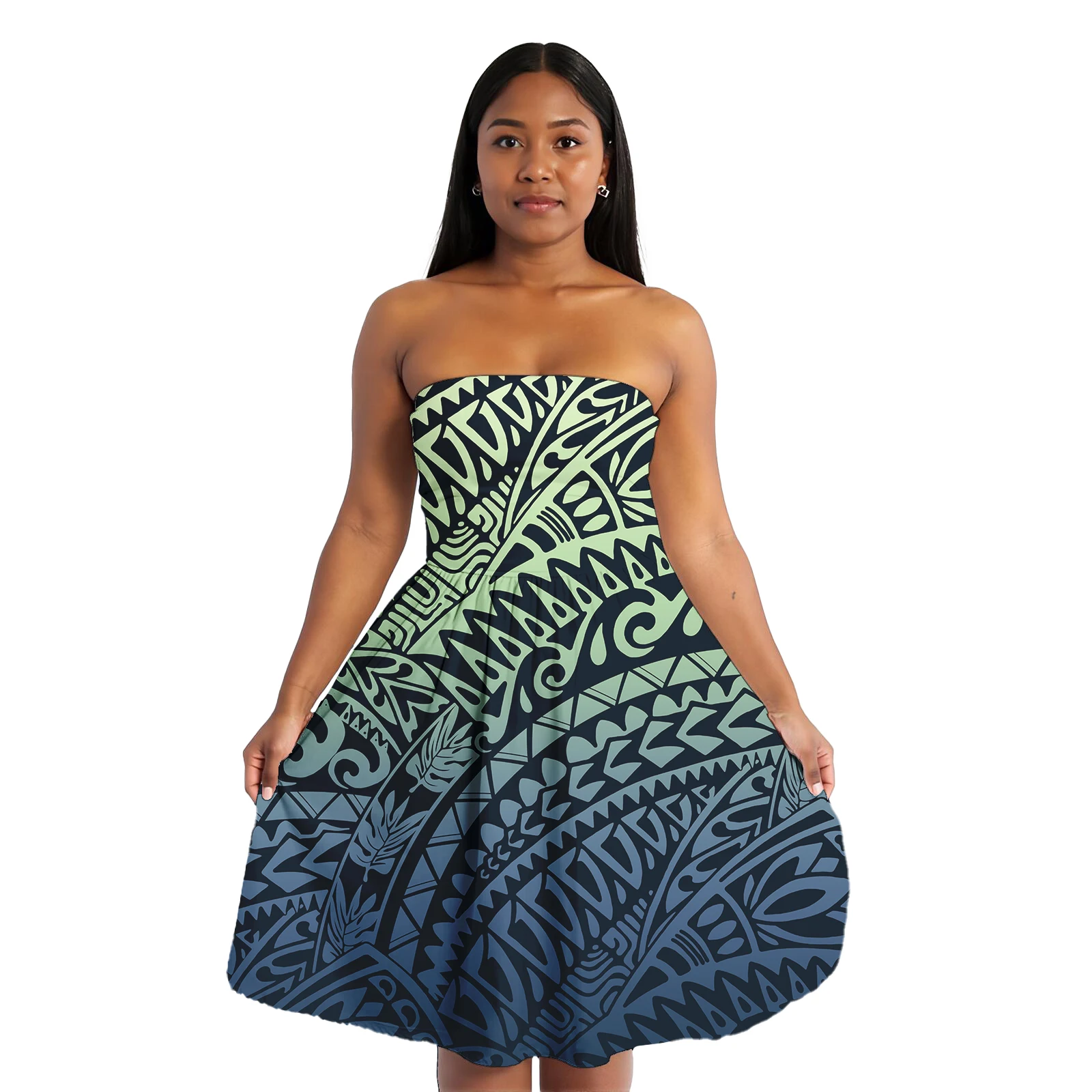 Benutzerdefinierte Damenkleider Polynesian Tribal Designs Sexy Hawaiian Tropical Bedrucktes Freizeitkleid Sommer Neue Plus Size Kleider Damen