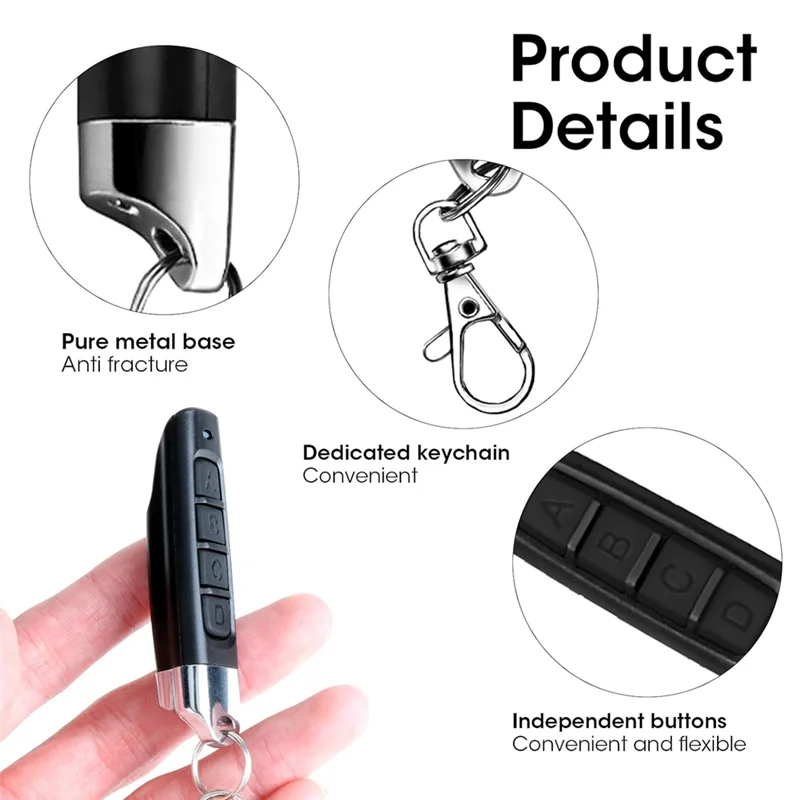 A42T-3Pcs 433Mhz Copy Remote Opener,Universal Garage Door Controller Wireless Cloning Key Fob 4In1 Remote Control Duplicator Dur