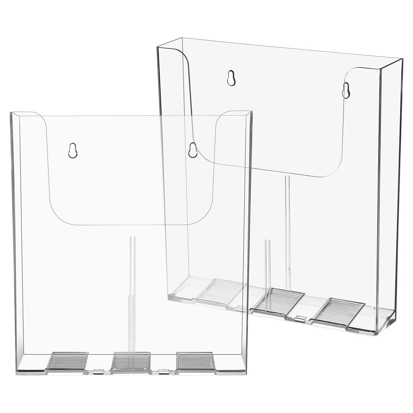 2Pcs Clear Acrylic Wall File Organizer Wall-Mounted Folder Holder Flyer Brochure Rack Magazine Display Office School
