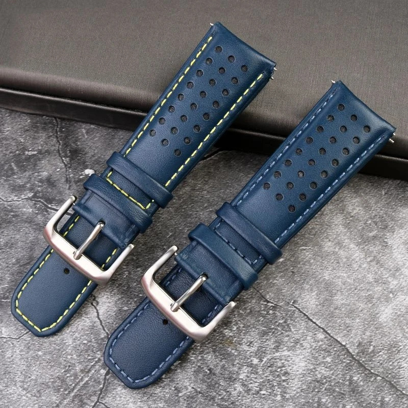 22mm 23mm Cowhide Strap for Citizen Blue Angel AT8020-54L JY8078 AT8020-03L 54L Curved End  Leather Men Bracelet Watchband