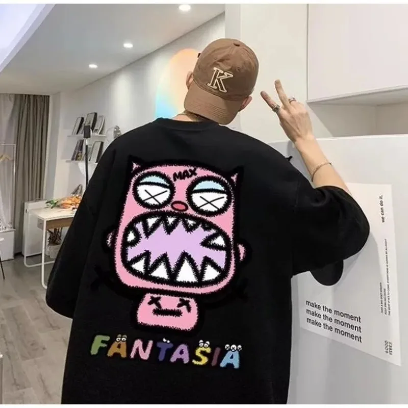 Wear Slimming and High-quality T-shirt Casual Top M-8XL Korean Version Lazy Short Sleeved Shirt