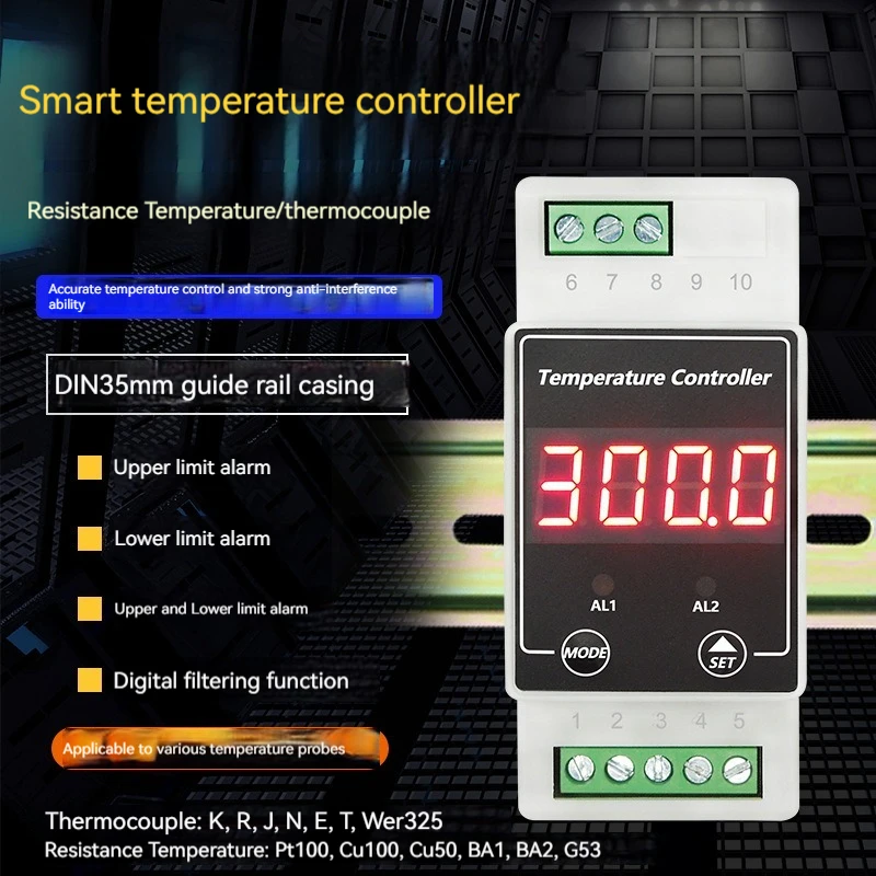 

YB104TM guide rail temperature controller intelligent digital display instrument temperature controller switch PT100 thermal res