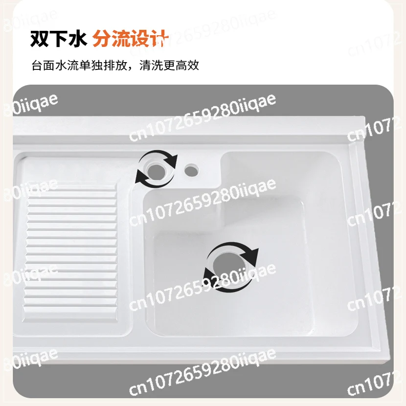 Stone Sink Laundry Basin Integrated Basin Washing Machine Countertop Balcony Cabinet Sink with Washboard Corner Cutting