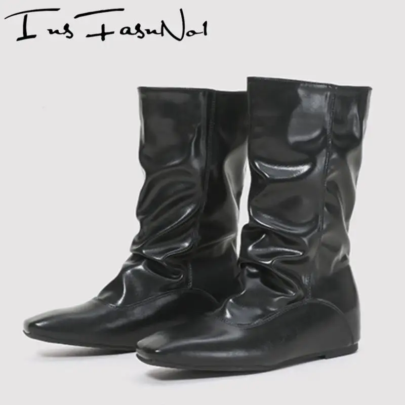 

Модные женские современные ботинки с квадратным носком, универсальные повседневные эластичные ботинки, женские ботильоны на массивном каблуке в стиле ретро, новый подиум