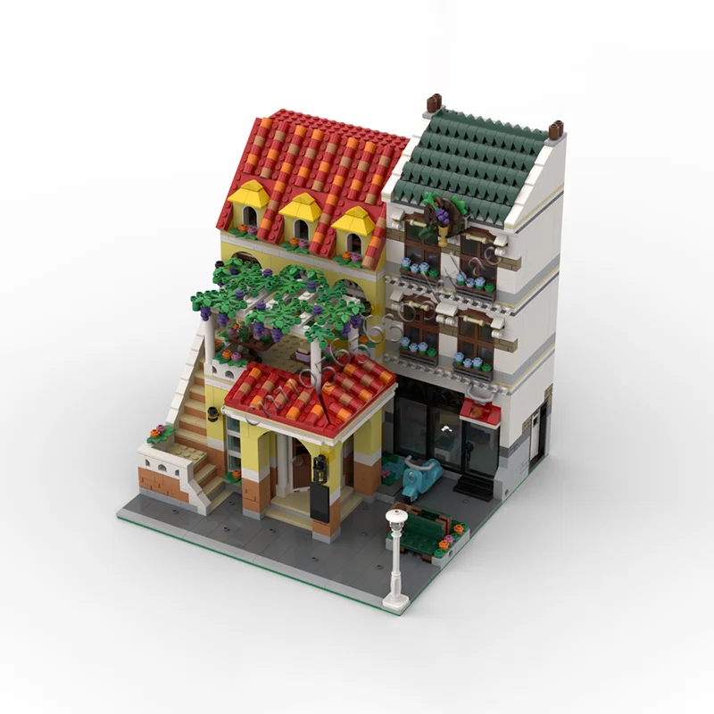 2345 قطعة البائع الساخن القرون الوسطى بحيرة مركز غرفة الطعام اللبنات الرجعية العمارة نموذج عرض لعبة للطفل الجمعية هدية #2