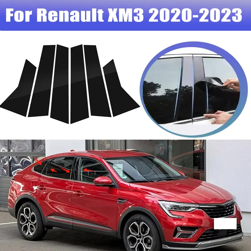 

6pcs For Renault XM3 2020-2023 2021 2022 Window Trim Covers Center Film Column B C Pillar Posts Sticker Car Accessories