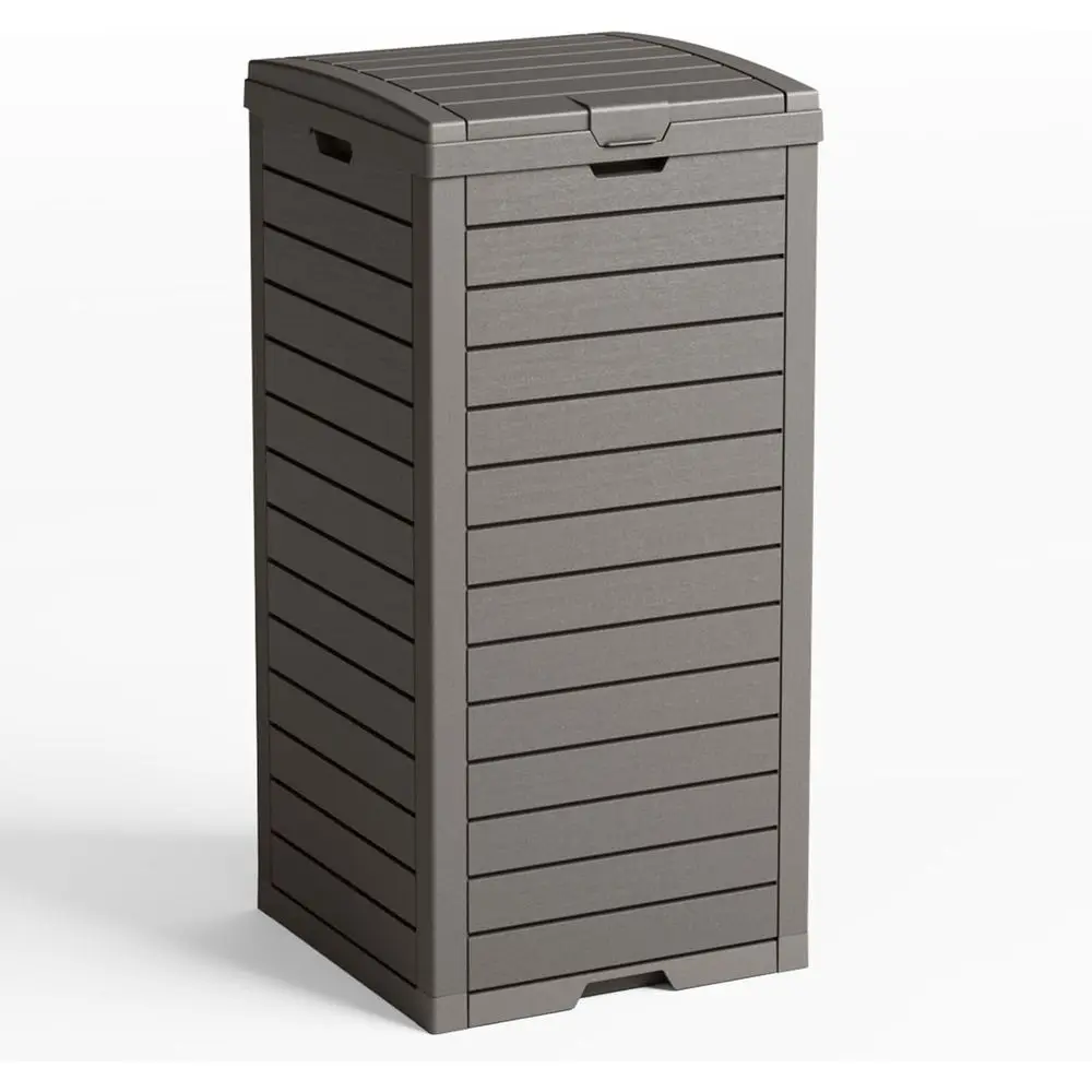 38 Gallon Outdoor Trash Can with lid, Waterproof, UV-Resistant Resin Garbage Can, Lockable Lid and Drip Tray, Trash Bin for Pati