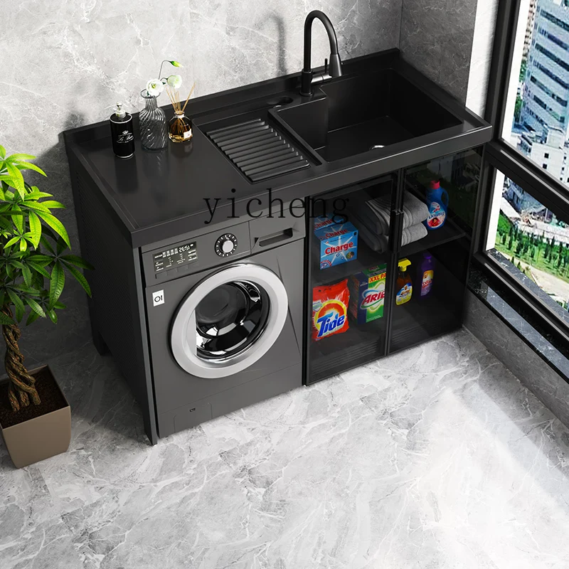 TQH space aluminum balcony washing machine cabinet combination significant other integrated basin with washboard pool slot