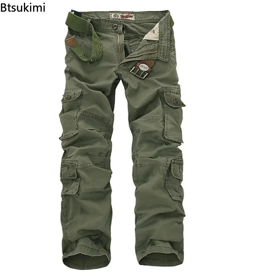 2026 Men\'s Military Cargo Pants Trend Multi-pockets Loose Cotton Casual Pants Overalls Army Tactical Trouser for Men Plus Size46