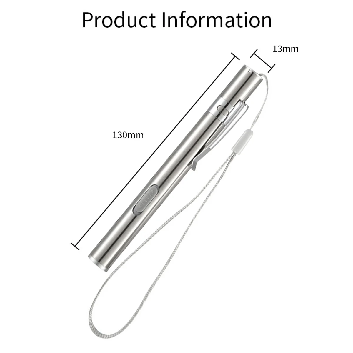USB Rechargeable LED Pen Light Flashlight Medical Portable Stainless Steel Clip Small Handheld Mechanic Compact On Mechanics Lep