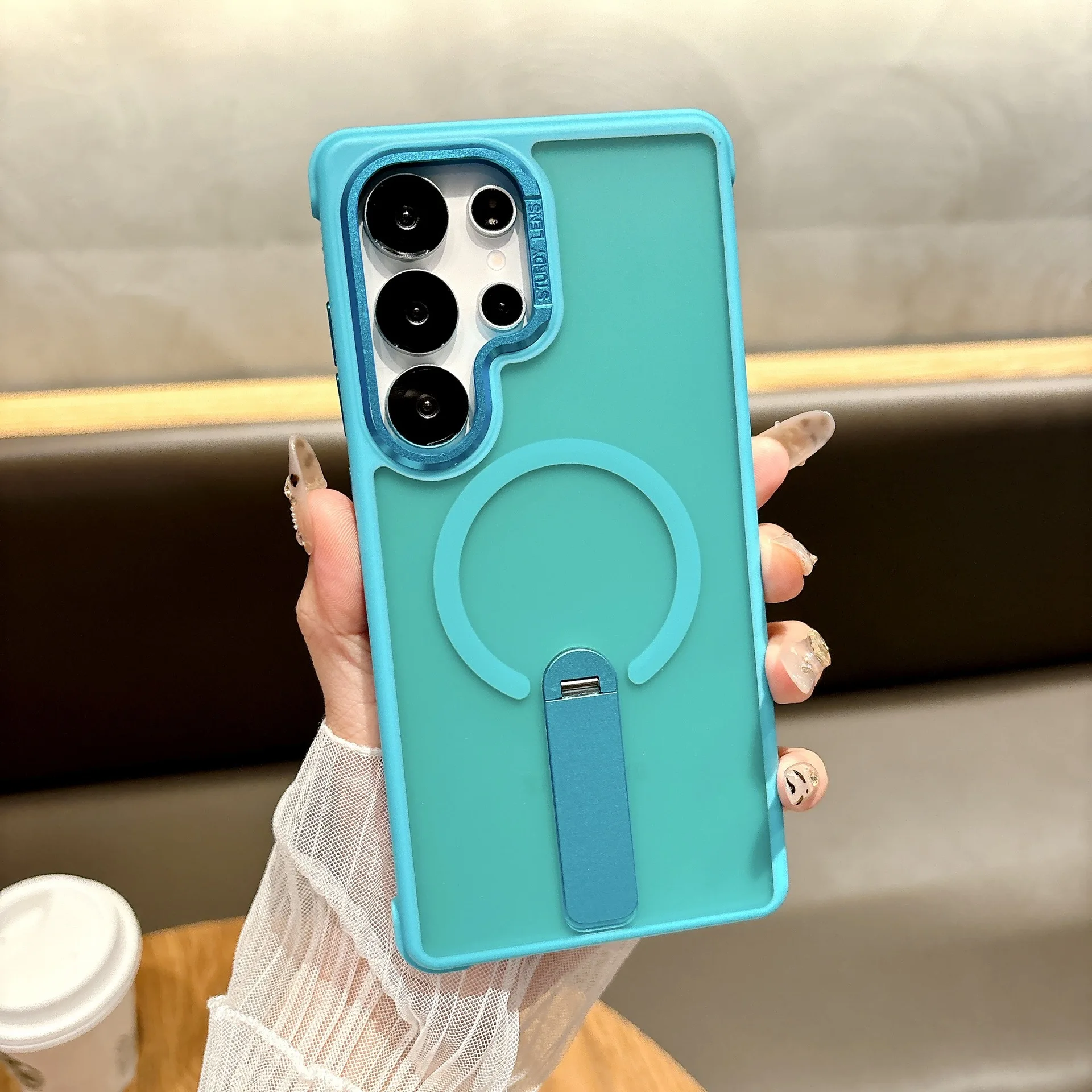 

Rotatable Magnetic Stand Case for SamsungS25Ultra Built-in Adjustable Stand Cover with Shockproof Protection Also for S24Ultra