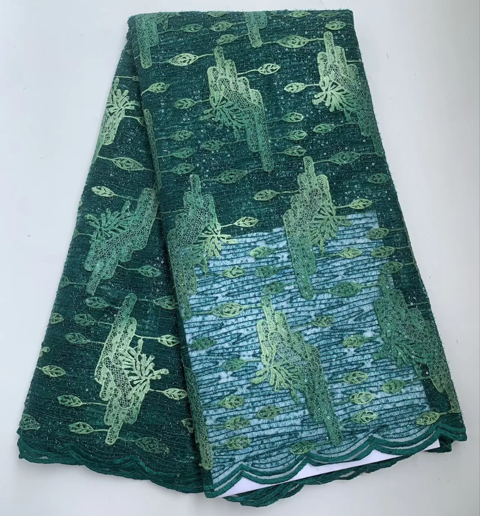 

African Lace Fabric 2025 High Quality Nigerian French Embroidery Sequins Tulle Lace Fabric For Nigeria Dress