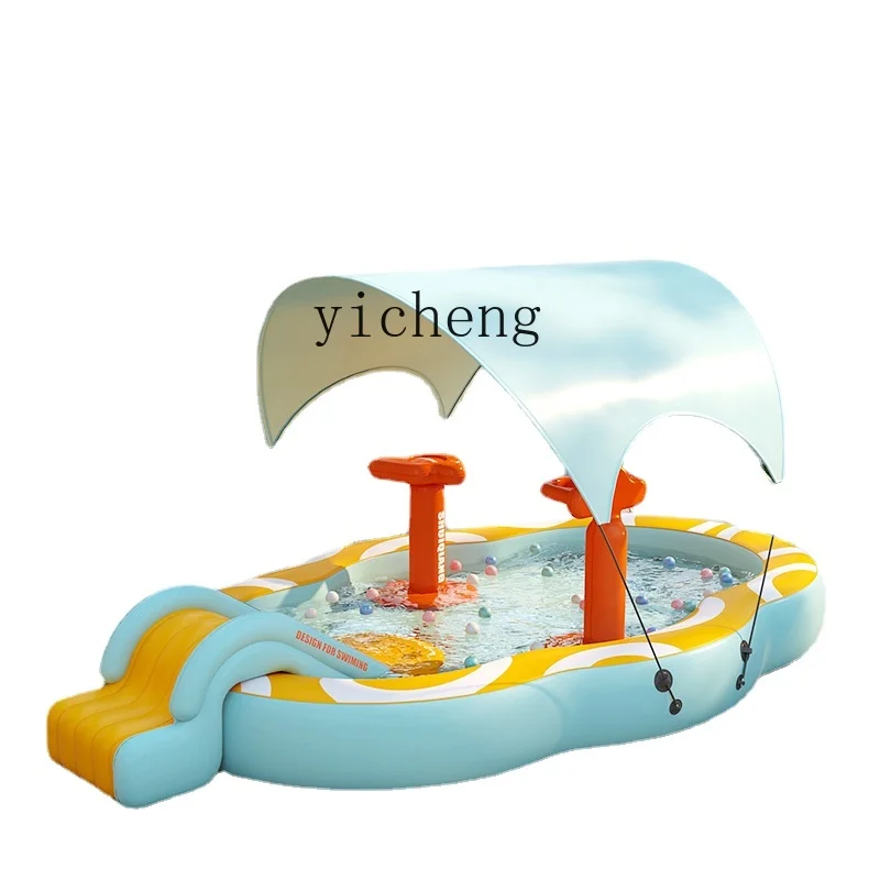 

ZC Children's Inflatable Swimming Pool Home Large Folding Outdoor Sprinkler Slide Children's Play Pool