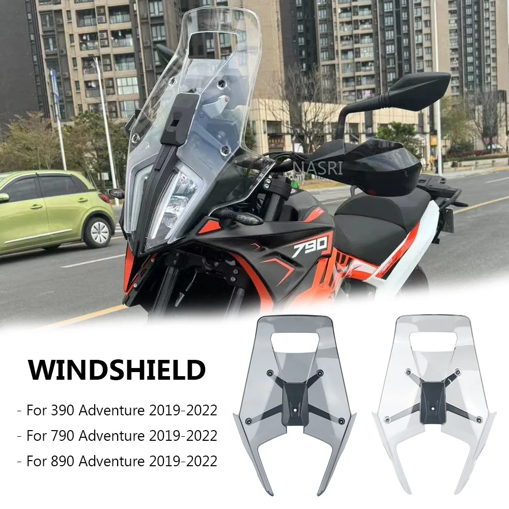 For 390 790 890 ADV Adventure 2019-2022 2020 Motorcycle Acrylic Rally Windshield Wind Deflector Screen Shield Windscreen Visor