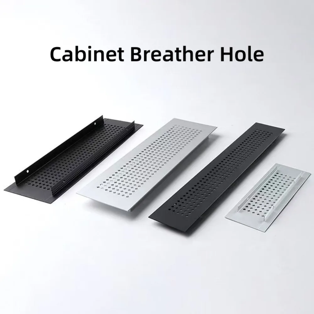 1Pcs Aluminum Alloy Cabinet Ventilation Grille, 150-600mm Length 50/80mm Width Silver Mesh Hole Cover for Shoe Cabinets
