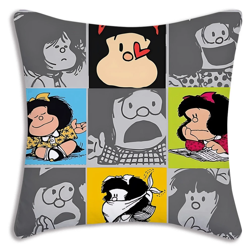 

Cartoon Mafaldas Pillow Covers Cartoon Sofa Decorative Home Double-sided Printing Short Plush Cute Cushion Cover