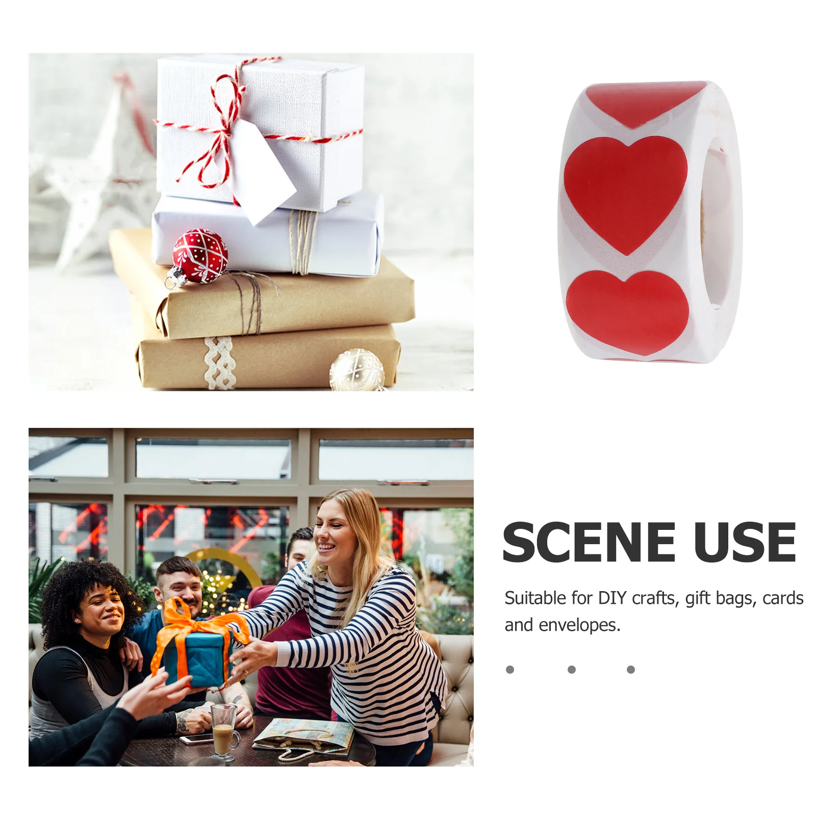 1 ロール ハート型ステッカー 粘着シールラベル 封筒用 パーティーの記念品 結婚式の包装 バレンタインデー用 バルクハートステッカー