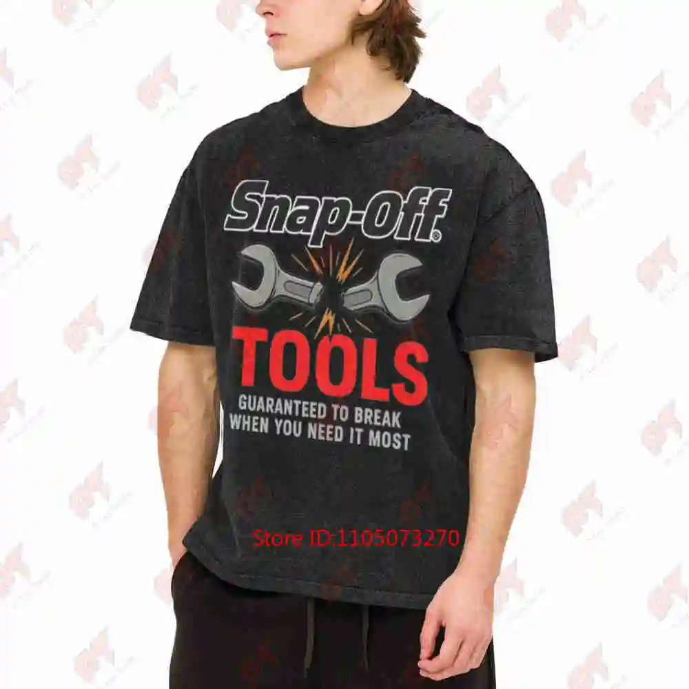 Snap Off Tools Wrench Mechanic Vintage Badge Vintage Washed Tee Pure Cotton T-Shirt