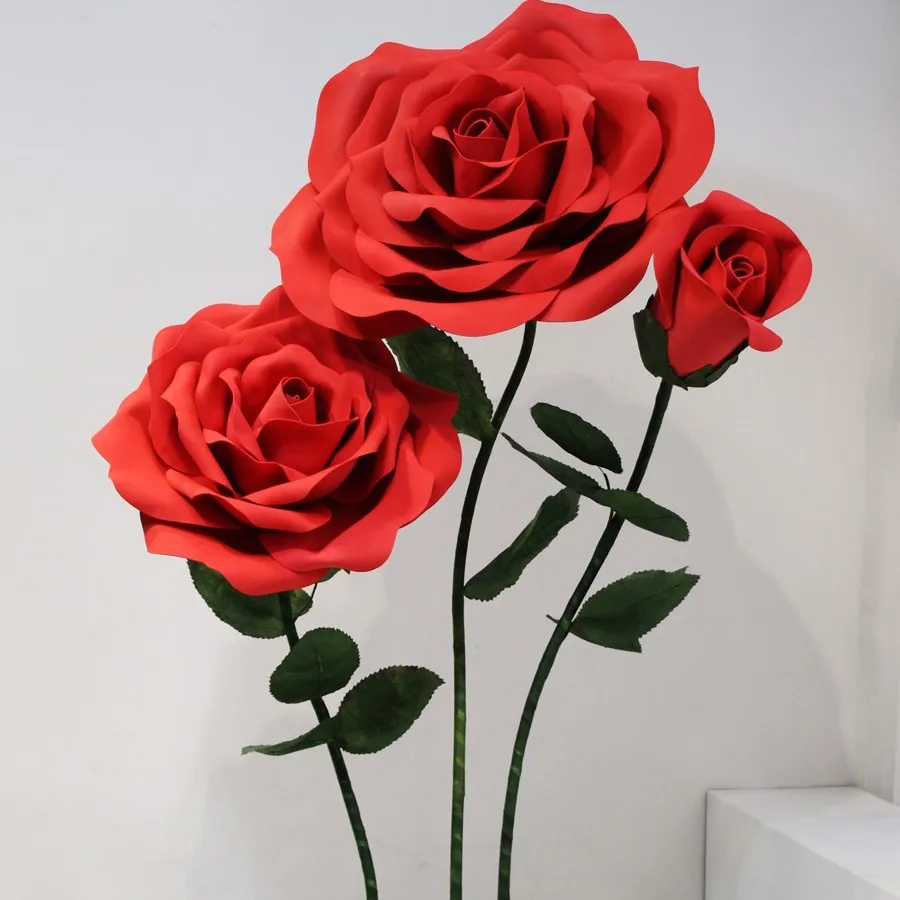 باقة الورد العملاقة ورقة كبيرة الفن زهرة الزفاف مركز التسوق الدعائم عيد الحب محاكاة زهرة الجمال تشن الديكور #2