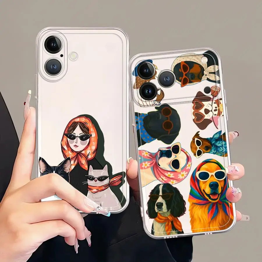 

Cute Cartoon Dog Phone Case For iPhone 17 16 15 11 12 14 13 Pro Max Mini X XS XR 7 Plus 16E Air Shockproof Silicone Cover Fundas