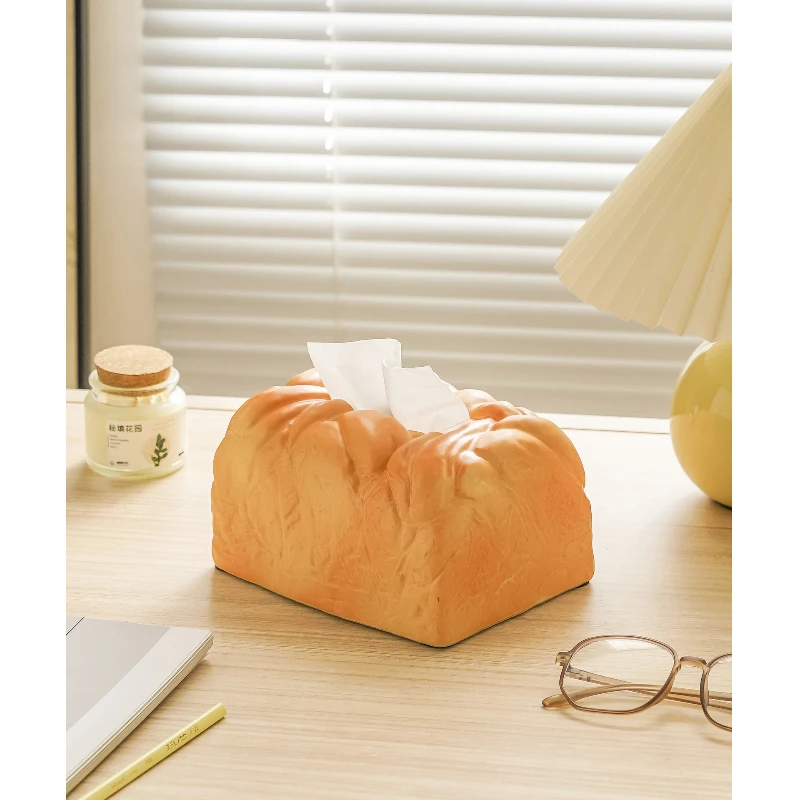 Cream Style Tissue Box Ceramic Household Living Room Paper Box Bathroom Ins Bread Paper Box Desktop Decoration Storage