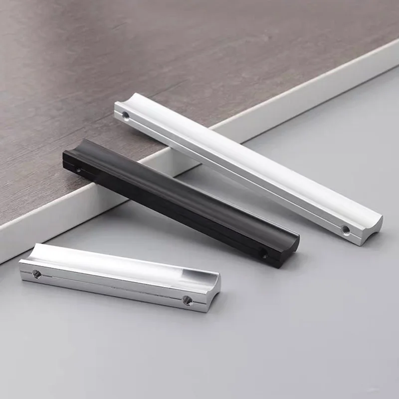 Kitchen Cabinet Handles and Pulls Black Silver Dressers Closet Furniture Door Handles Aluminum Drawer and Knobs Hardwares