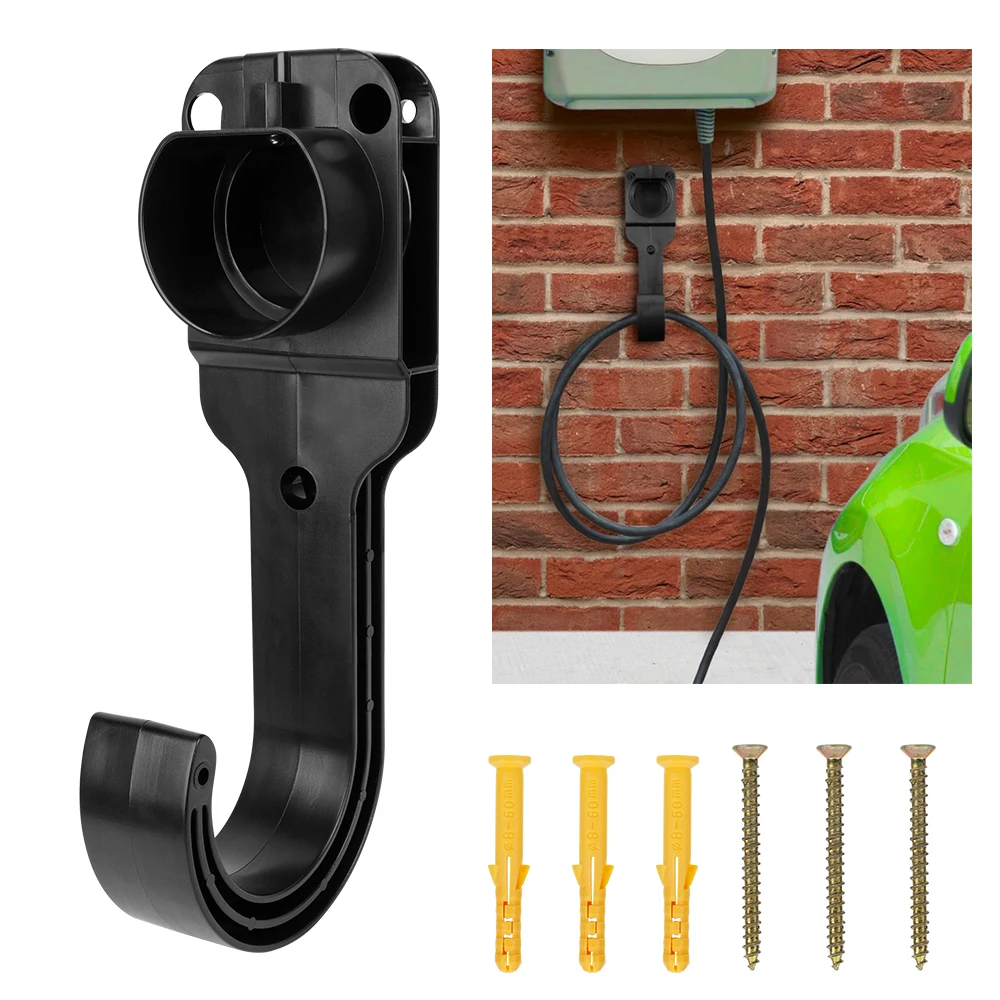 Wall Mount Bracket For Electric Car Charging EV Charger Cable Holder Universal Gun Head Socket For Type 2 Connector EU Plug