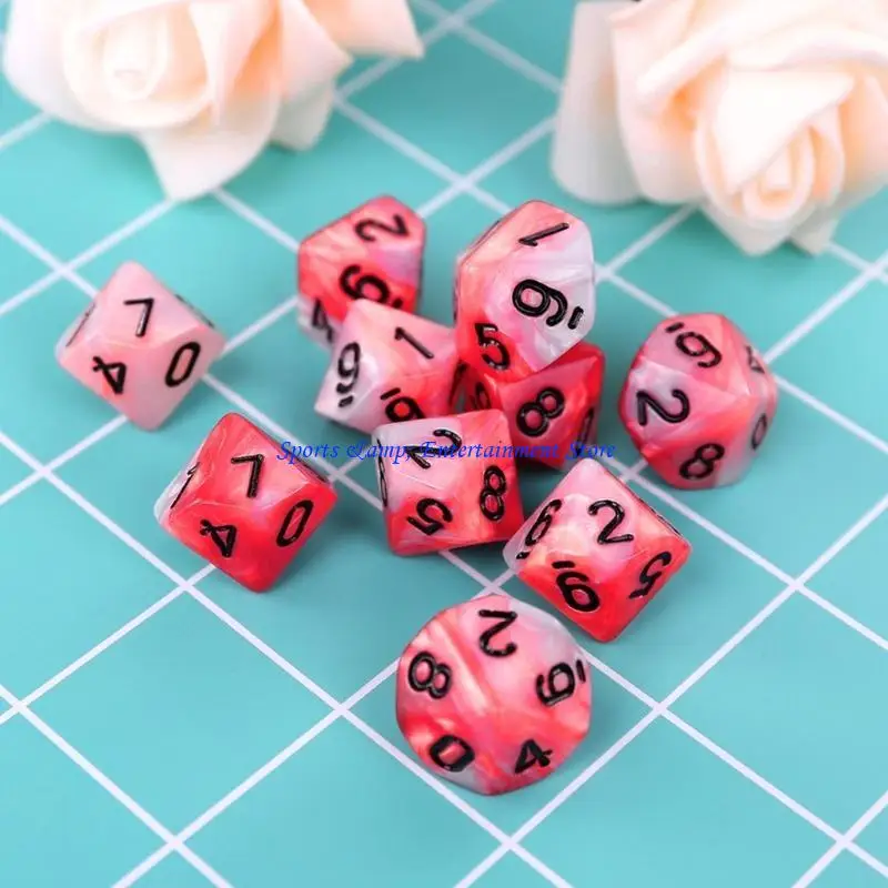 G7NF 10pcs/set 10 side d10 d10 polyhedral dices number dals desktop table spoard accessosities exationals exiality