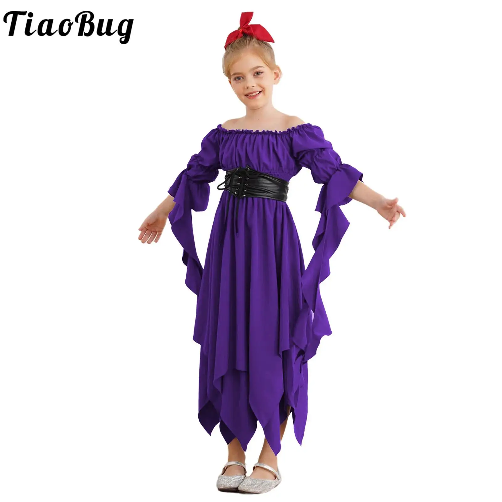 

Medieval Victorian Renaissance Gothic Style Dress Costume Off Shoulder Smocked Dress with Corset for Halloween Party