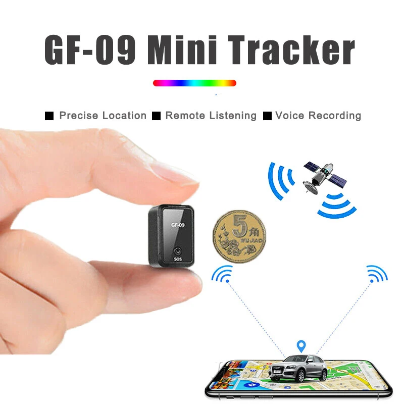 GF-09 Mini GPS Tracker Device Real Time Tracking Locator GPS Car Older APP Remote Control Tracking Remote Record Support TF Card