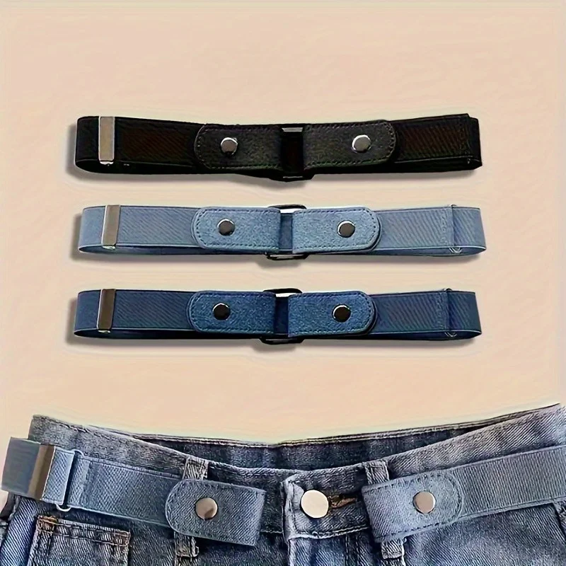 3 peças, cinto jeans neutro ajustável, adequado para uso casual e formal, lavável à mão, pares com vestidos | Cinto amigável para viagens