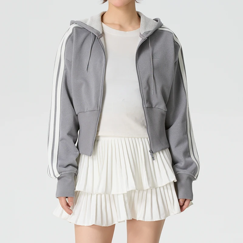 Adidas Women's Sportswear Fashionable Three-Stripe Short Knitted Jacket Casual Training Jacket Kx8906