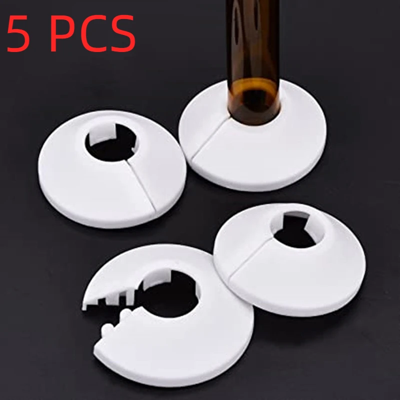 5Pcs Radiator Pipe Collars Shower Faucet Angle Valve Pipe Decorative Cover Snap-on Plastic Rings Spout Guards For Drainage Pipes