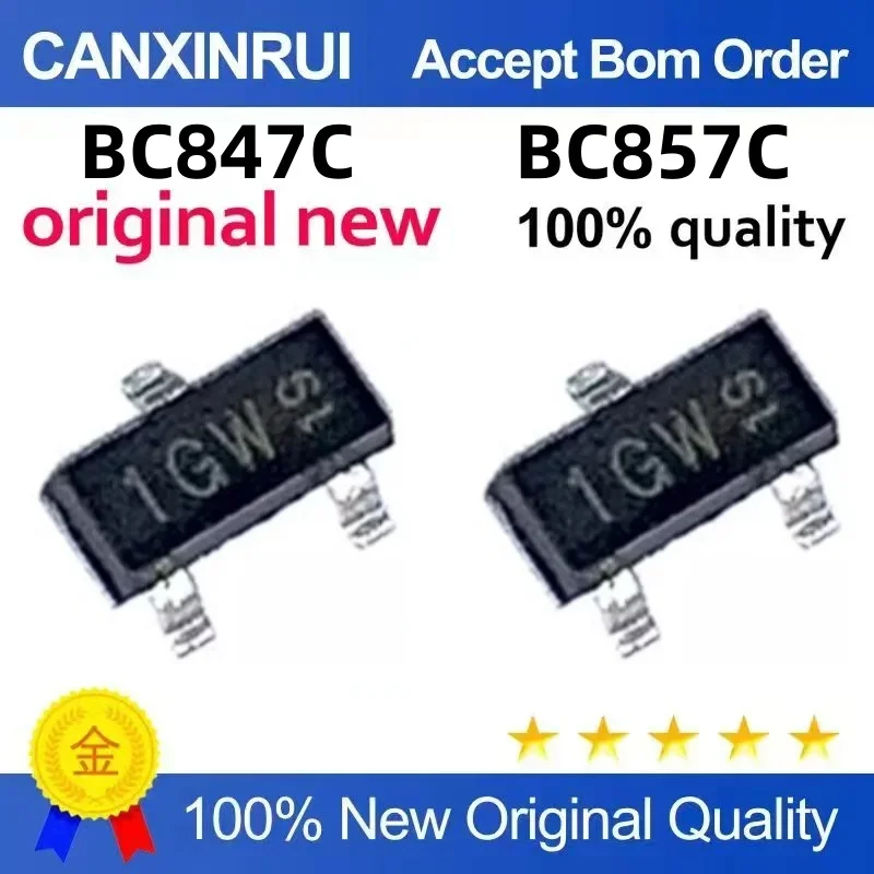 

(5 pieces) Brand new original BC847C BC857C SOT-23 silk screen 1GW/3GW surface mount transistor