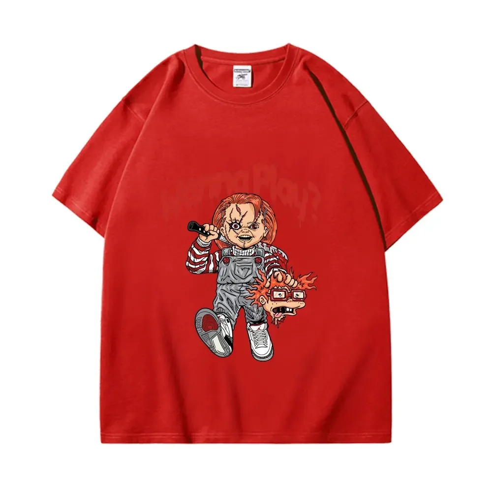 Divertenti magliette grafiche Chucky Horror uomo donna magliette oversize moda gotica T-shirt manica corta in puro cotone di alta qualità