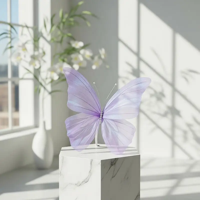 Shimmer 3D Gradient Silk Butterfly Organza 1Pc 50cm Layered Wavy Edge Trim for Greeting Card Gift Box Wrapping DIY Craft image 6