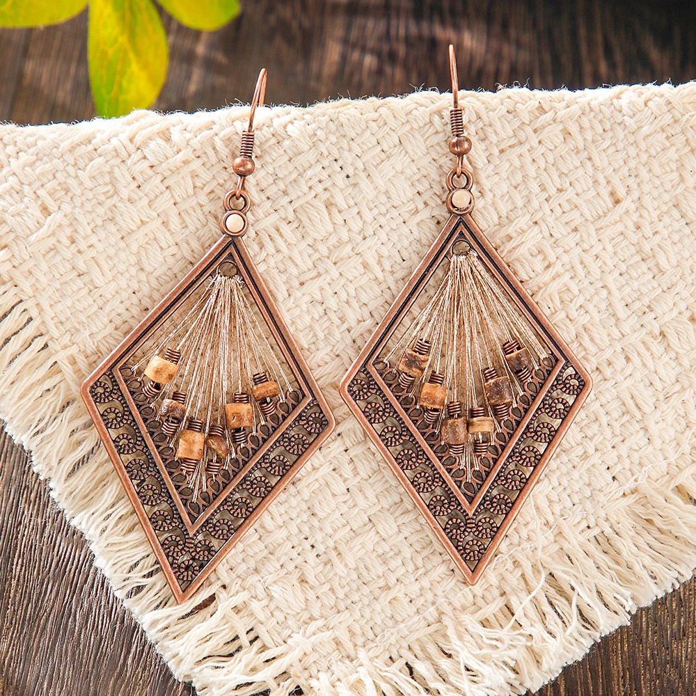 10/4/3 زوج من الأقراط الرجعية الملونة سلكية ملفوفة للنساء بوهو هندسية مطرز استرخى أقراط ارتداء اليومي هدايا الحفلات