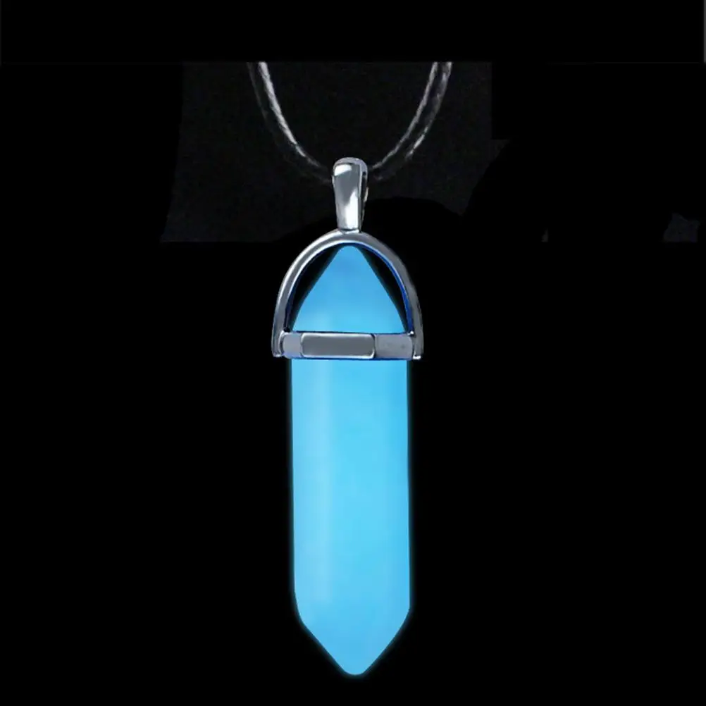 

3 Pcs Hexagonal Column Necklace Luminous Stone Pendant Necklaces Crystal Choker