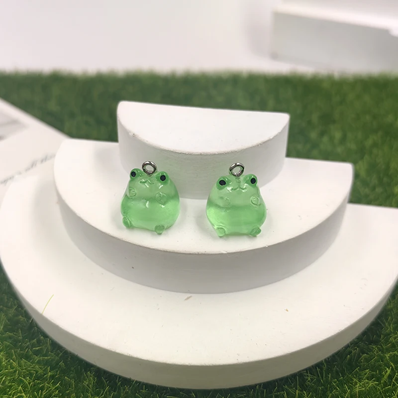 10Pcs Luminous Green Frog Charms for DIY Jewellery Making