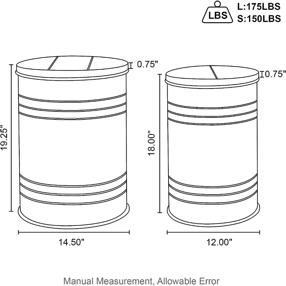Farmhouse Style Metal Nesting Tables Set, Round Coffee Table Duo with Storage for Living Room