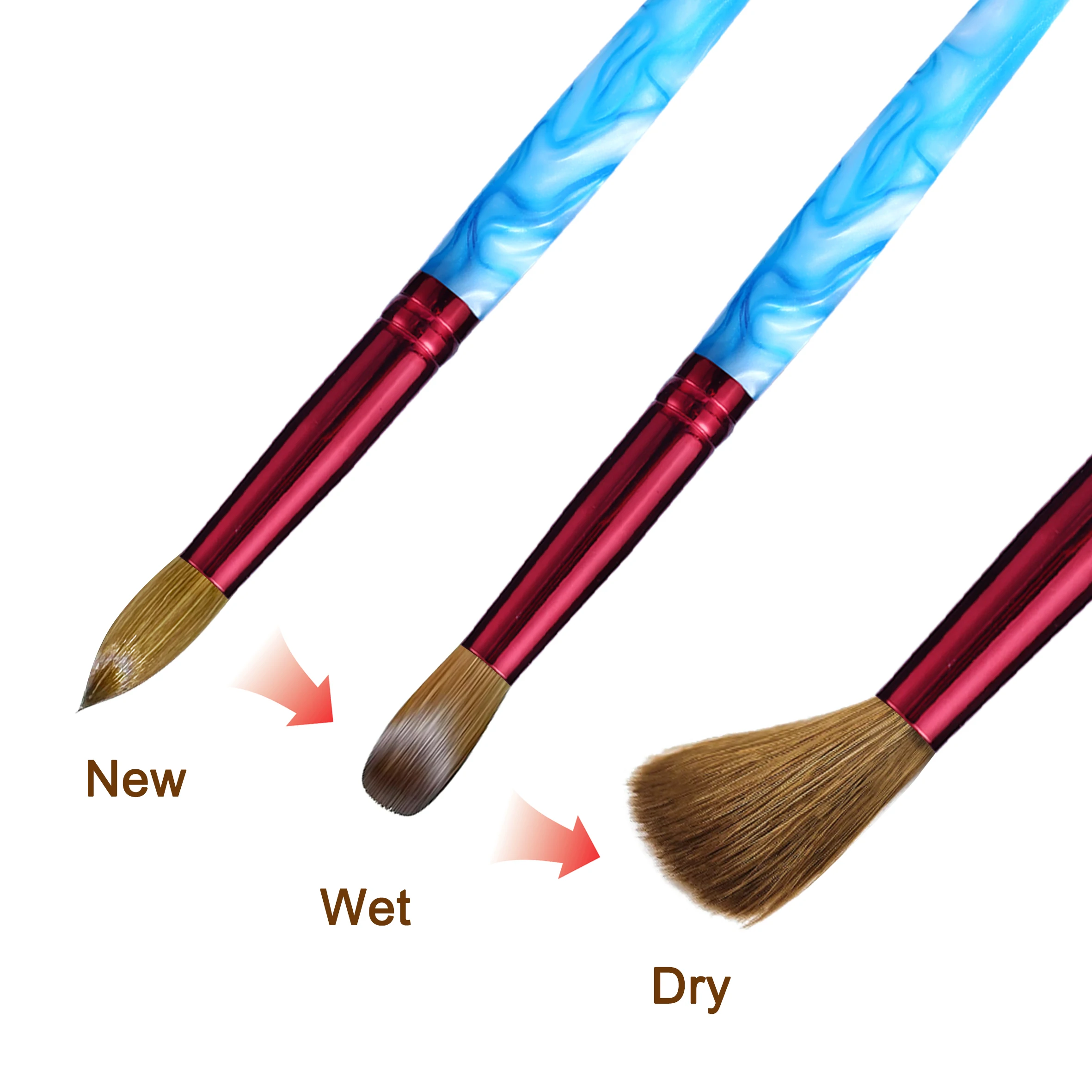 RolinStar SSS quality 100% Kolinsky content Acrylic dipping powder Blue marble penholder Round Shaped nail brush mink Master