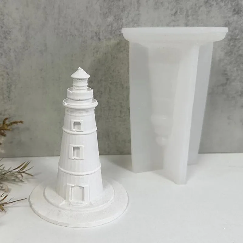 Ocean Lighthouse Silicone Candle Mold 3D Fondant Cake Decorating Tools DIY Candle Aromatherapy Making Mould Crafts Ornaments