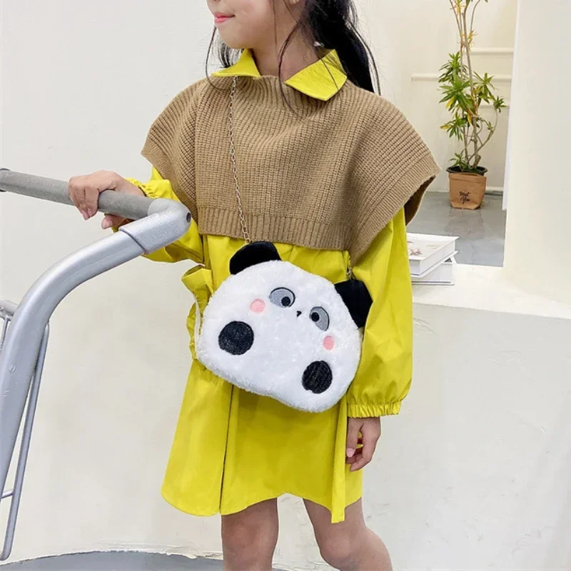 Nuevo bolso bandolera de Panda de peluche con dibujos animados para mujer, mochila para niña dulce que combina con todo, monedero cruzado