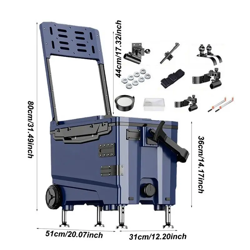 Imagem -06 - Pesca Tackle Box com Alça de Plástico Fishing Cooler Box Organizador Ajustável Multifuncional para Caminhadas 32l